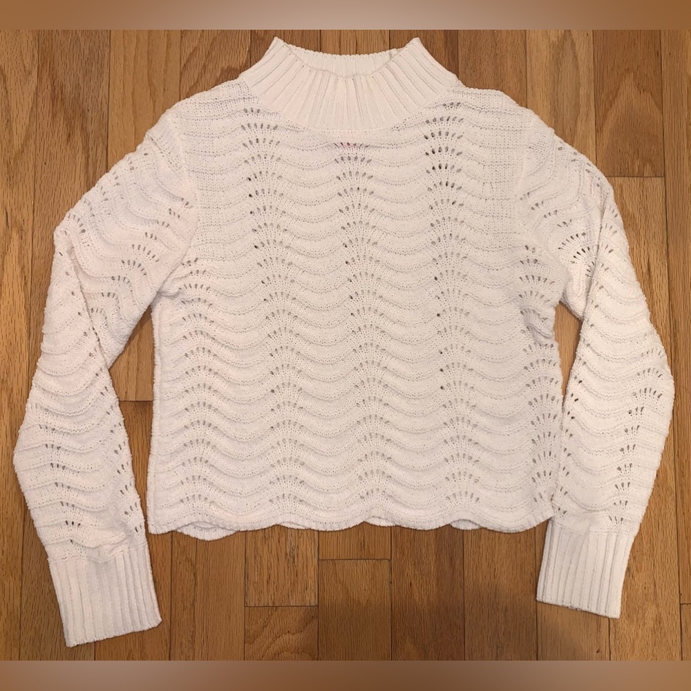 Cropped Knit Cream Sweater Mock Neck * Coco & Shay * Size Extra Small